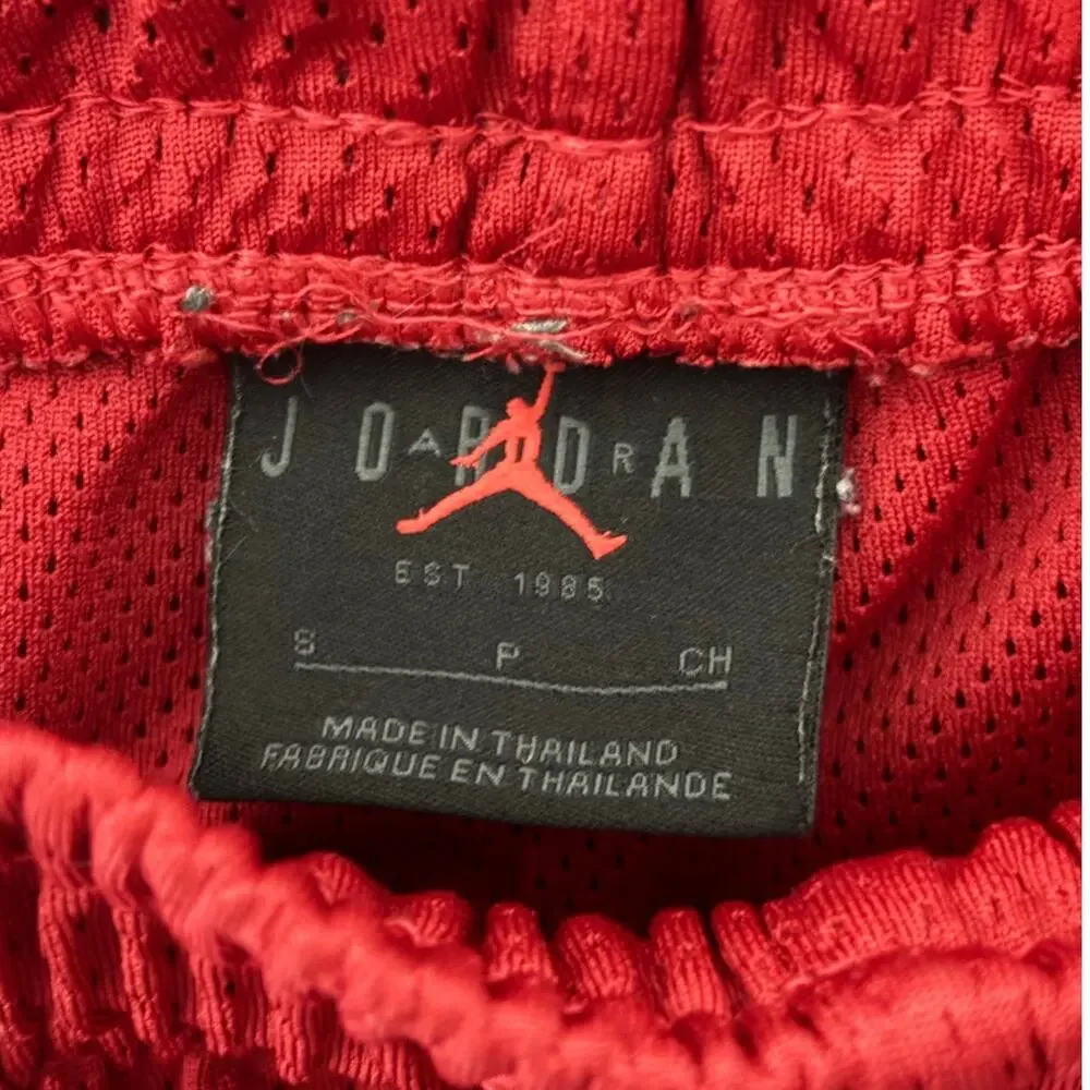 Jordan Shorts Men's S Athletic Mesh Red Black Basketball Sportswear